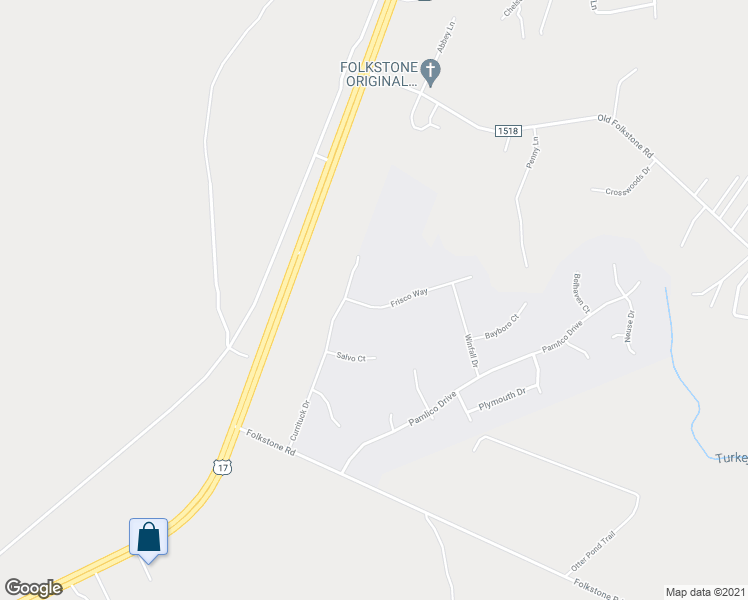 map of restaurants, bars, coffee shops, grocery stores, and more near 307 Frisco Way in Holly Ridge