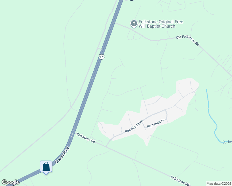 map of restaurants, bars, coffee shops, grocery stores, and more near 307 Frisco Way in Holly Ridge