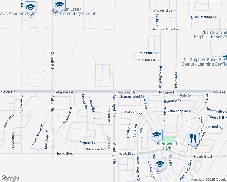 map of restaurants, bars, coffee shops, grocery stores, and more near Amethyst Road in Victorville