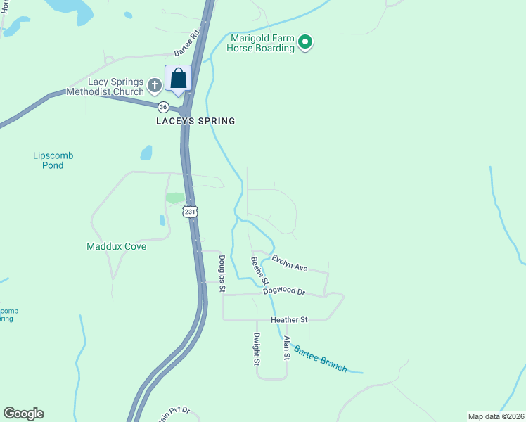 map of restaurants, bars, coffee shops, grocery stores, and more near 693 Korgan Avenue in Laceys Spring