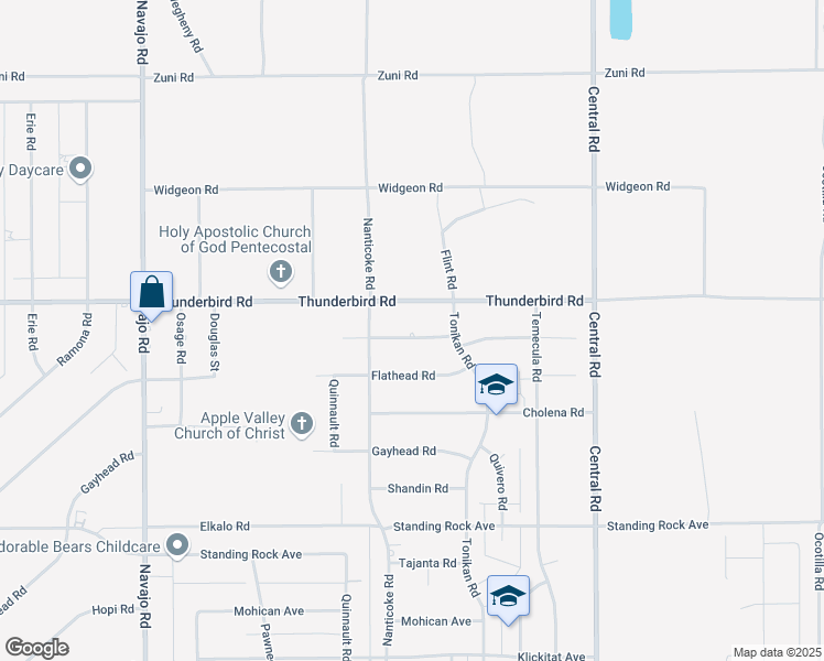 map of restaurants, bars, coffee shops, grocery stores, and more near 22180 Broken Lance Road in Apple Valley