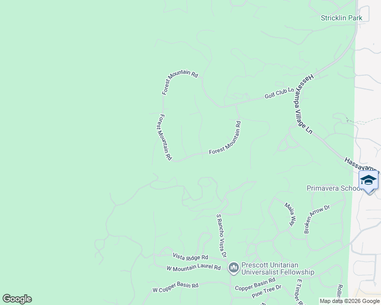 map of restaurants, bars, coffee shops, grocery stores, and more near 2144 Forest Mountain Road in Prescott