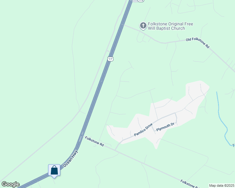map of restaurants, bars, coffee shops, grocery stores, and more near 274 Currituck Drive in Holly Ridge