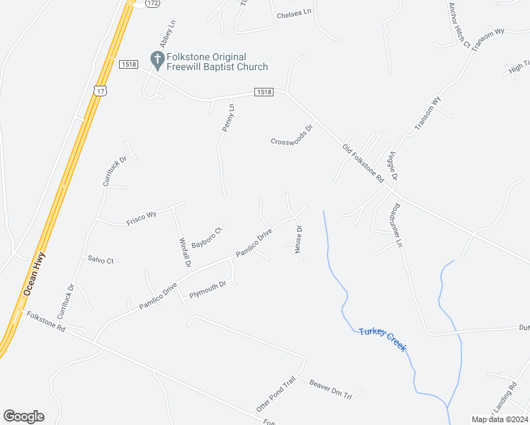 map of restaurants, bars, coffee shops, grocery stores, and more near 408 Belhaven Court in Holly Ridge