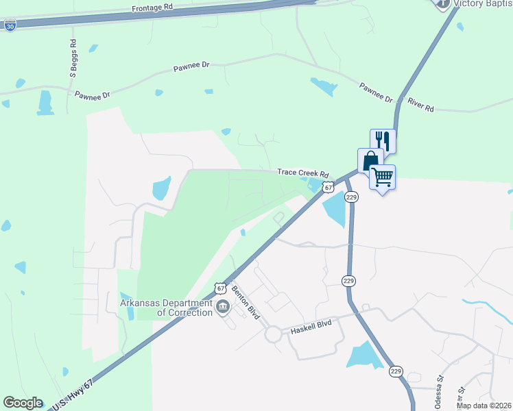 map of restaurants, bars, coffee shops, grocery stores, and more near 6468 U.S. 67 in Benton