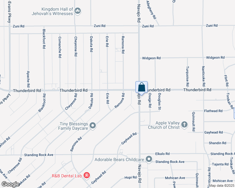 map of restaurants, bars, coffee shops, grocery stores, and more near 15210 Ramona Road in Apple Valley