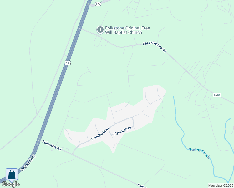 map of restaurants, bars, coffee shops, grocery stores, and more near 406 Frisco Way in Holly Ridge