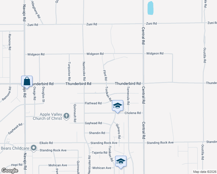 map of restaurants, bars, coffee shops, grocery stores, and more near 22240 Broken Lance Road in Apple Valley
