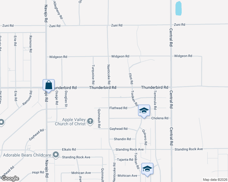 map of restaurants, bars, coffee shops, grocery stores, and more near 22118 Broken Lance Road in Apple Valley