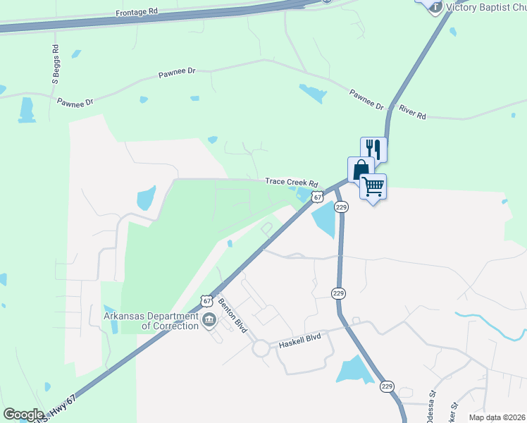 map of restaurants, bars, coffee shops, grocery stores, and more near 6400 U.S. 67 in Benton