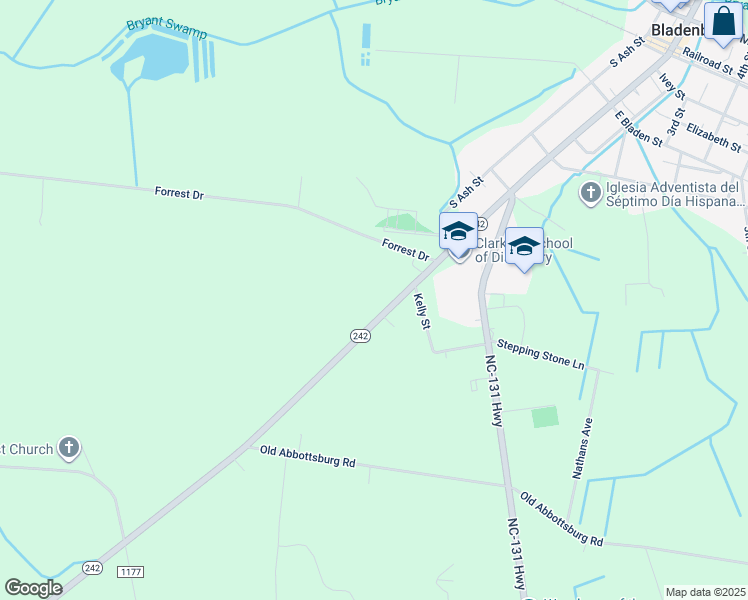 map of restaurants, bars, coffee shops, grocery stores, and more near 1201 South Main Street in Bladenboro