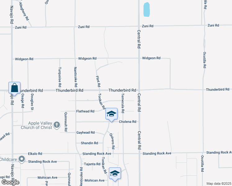 map of restaurants, bars, coffee shops, grocery stores, and more near 22355 Thunderbird Road in Apple Valley