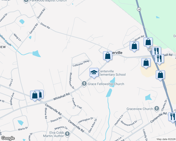 map of restaurants, bars, coffee shops, grocery stores, and more near 308 Roadhaven Drive in Anderson