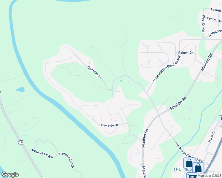 map of restaurants, bars, coffee shops, grocery stores, and more near 121 Cooper lane in Calhoun