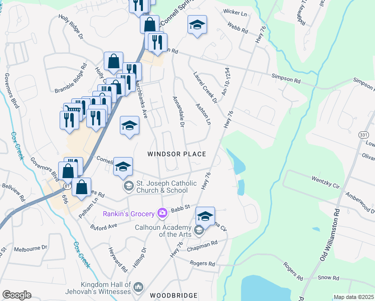 map of restaurants, bars, coffee shops, grocery stores, and more near in Anderson