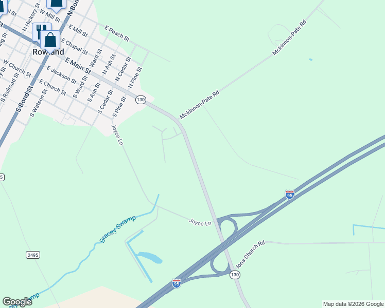 map of restaurants, bars, coffee shops, grocery stores, and more near Highway 130 in Rowland