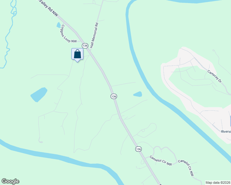 map of restaurants, bars, coffee shops, grocery stores, and more near 1278 Sugar Valley Road Northwest in Calhoun