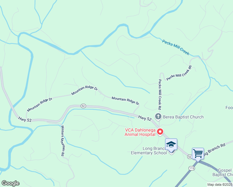 map of restaurants, bars, coffee shops, grocery stores, and more near 861 Mountain Ridge Drive in Dahlonega