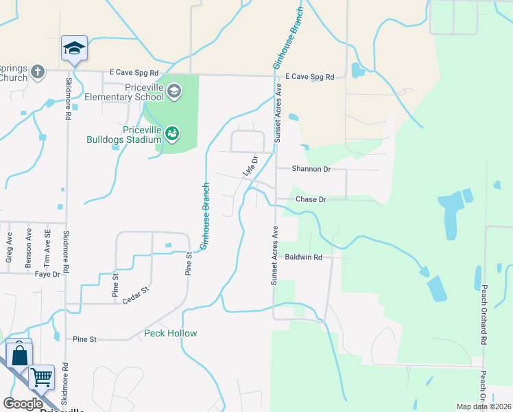 map of restaurants, bars, coffee shops, grocery stores, and more near 41 Bradford Circle in Decatur