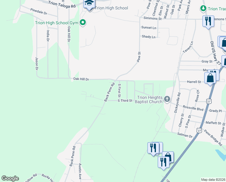 map of restaurants, bars, coffee shops, grocery stores, and more near 1661 Back Penn Road in Summerville