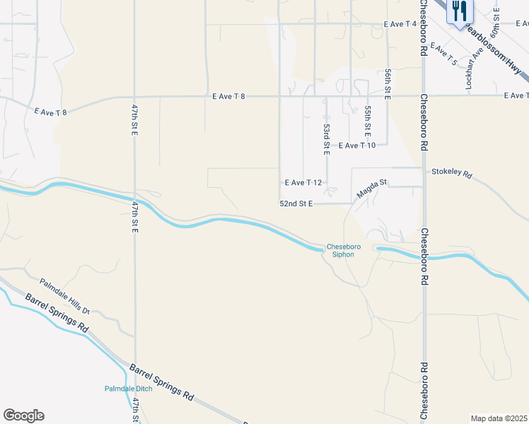 map of restaurants, bars, coffee shops, grocery stores, and more near 35655 52nd Street East in Palmdale