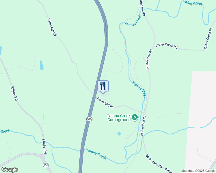 map of restaurants, bars, coffee shops, grocery stores, and more near 352 Carns Mill Road in Talking Rock