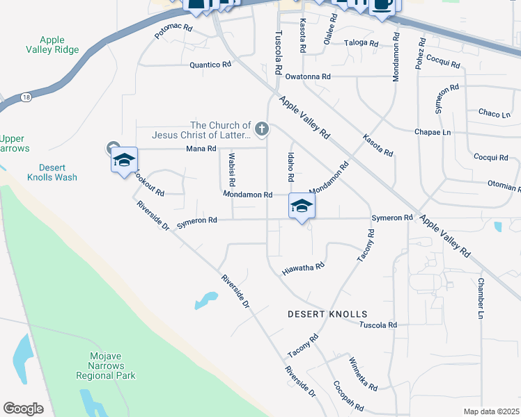 map of restaurants, bars, coffee shops, grocery stores, and more near 15332 Tuscola Road in Apple Valley