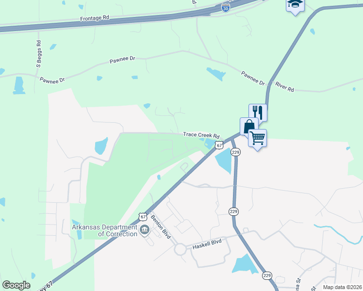 map of restaurants, bars, coffee shops, grocery stores, and more near 3624 Turner Lane in Benton