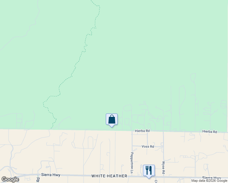 map of restaurants, bars, coffee shops, grocery stores, and more near 9877 Hierba Road in Santa Clarita