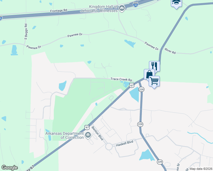 map of restaurants, bars, coffee shops, grocery stores, and more near 3624 Turner Lane in Benton
