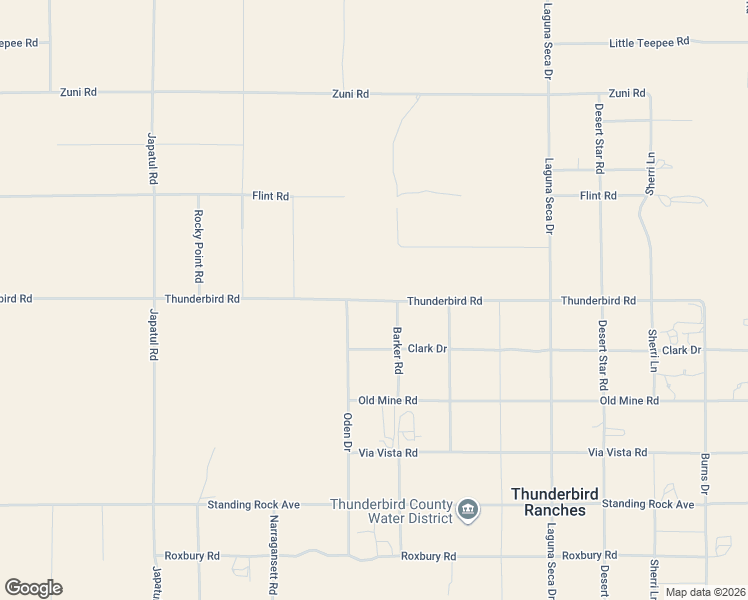 map of restaurants, bars, coffee shops, grocery stores, and more near 24500 Thunderbird Road in Apple Valley
