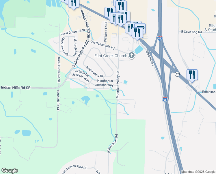 map of restaurants, bars, coffee shops, grocery stores, and more near 121 Jackson Way in Decatur