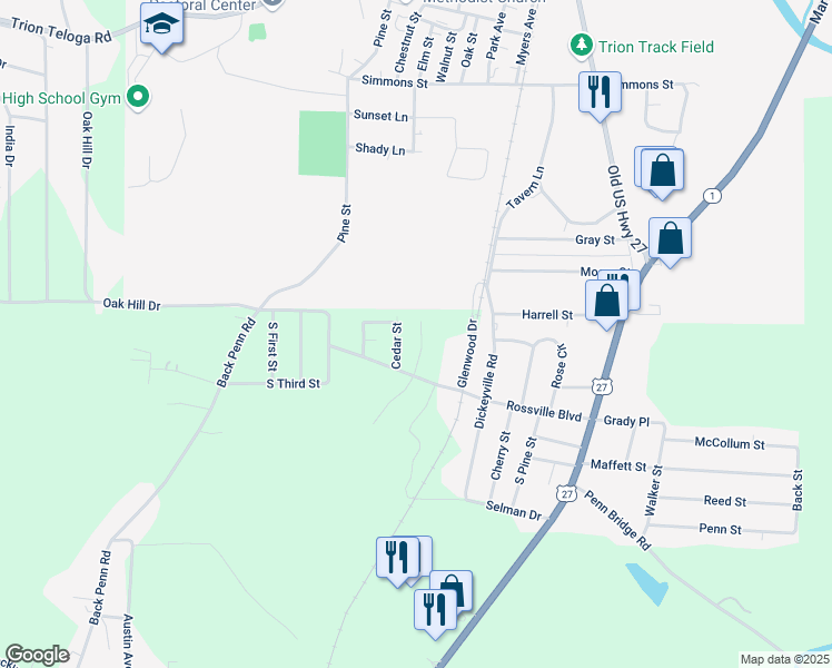 map of restaurants, bars, coffee shops, grocery stores, and more near 111 Cottonwood Street in Summerville