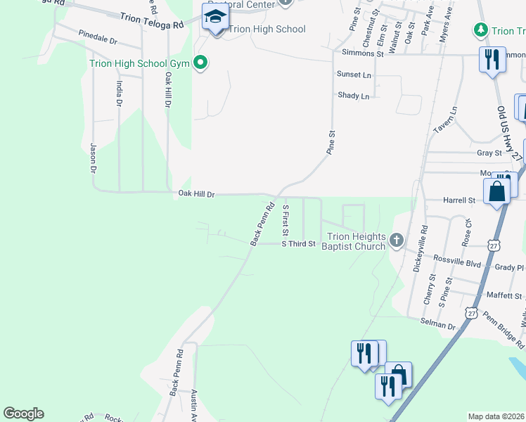 map of restaurants, bars, coffee shops, grocery stores, and more near 1661 Back Penn Road in Summerville