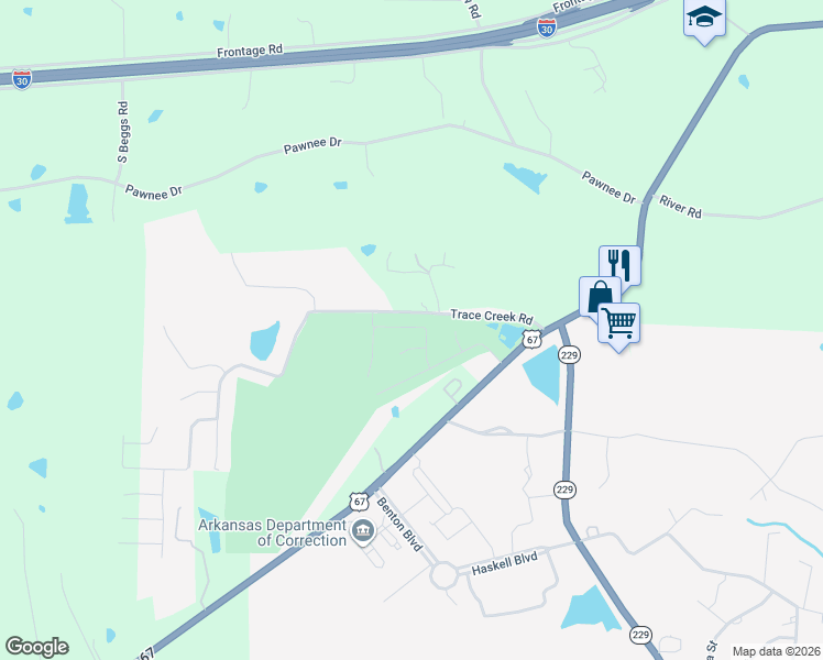 map of restaurants, bars, coffee shops, grocery stores, and more near 6004 Trace Creek Road in Benton