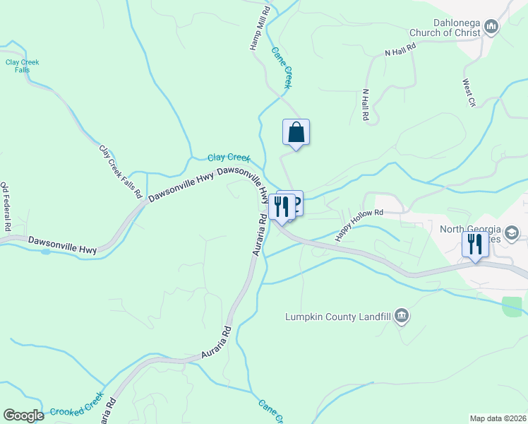 map of restaurants, bars, coffee shops, grocery stores, and more near in Lumpkin County