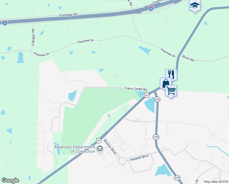 map of restaurants, bars, coffee shops, grocery stores, and more near 6004 Trace Creek Road in Benton