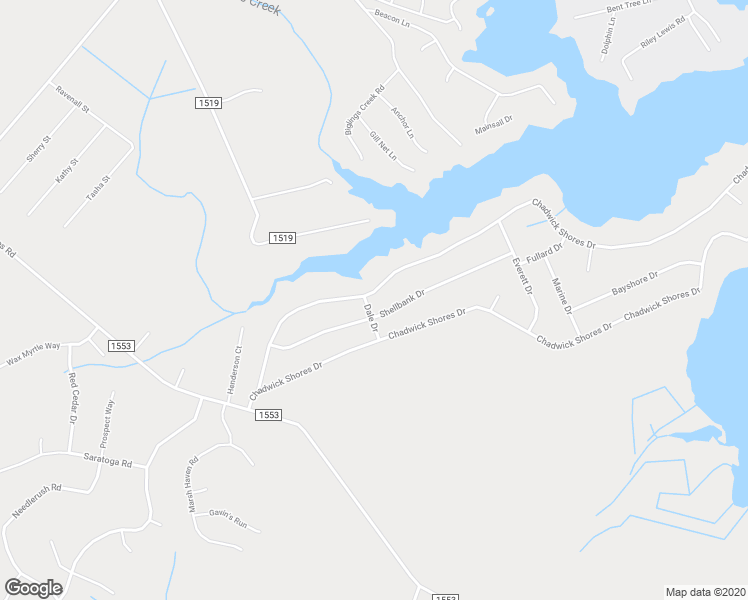 map of restaurants, bars, coffee shops, grocery stores, and more near 404 Chadwick Shores Drive in Sneads Ferry
