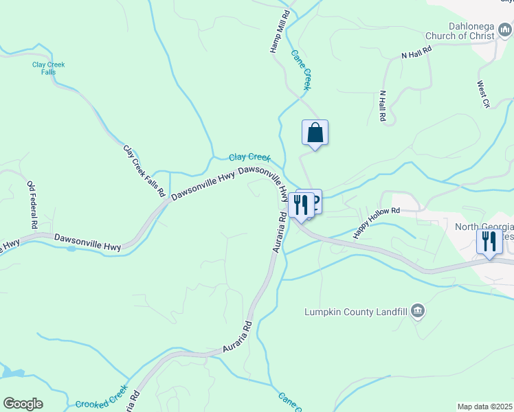 map of restaurants, bars, coffee shops, grocery stores, and more near 264 Dove Ridge in Dahlonega