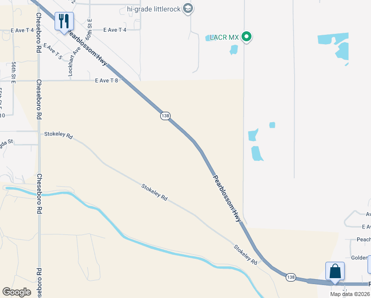 map of restaurants, bars, coffee shops, grocery stores, and more near 6386 Pearblossom Highway in Palmdale