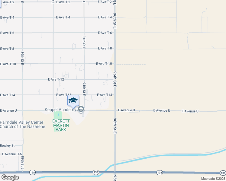 map of restaurants, bars, coffee shops, grocery stores, and more near 9555 East Avenue T14 in Littlerock