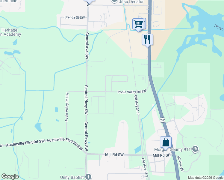 map of restaurants, bars, coffee shops, grocery stores, and more near 3919 Boxwood Lane Southwest in Decatur