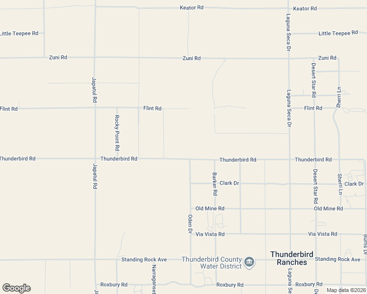 map of restaurants, bars, coffee shops, grocery stores, and more near 24500 Thunderbird Road in Apple Valley