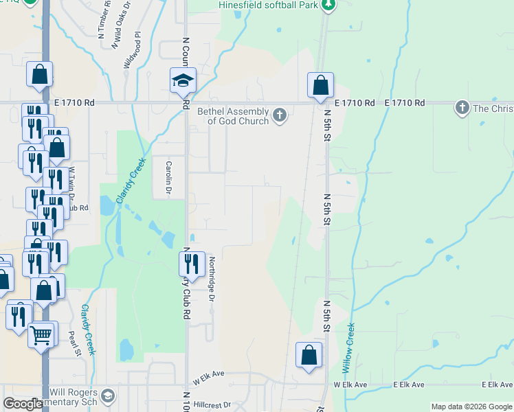 map of restaurants, bars, coffee shops, grocery stores, and more near 704 Palm Drive in Duncan