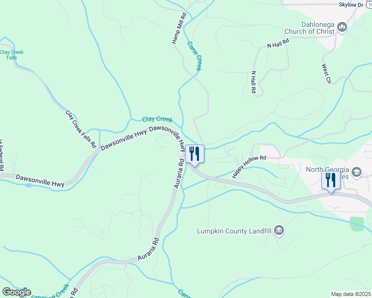 map of restaurants, bars, coffee shops, grocery stores, and more near 0 Dawsonville Highway in Dahlonega