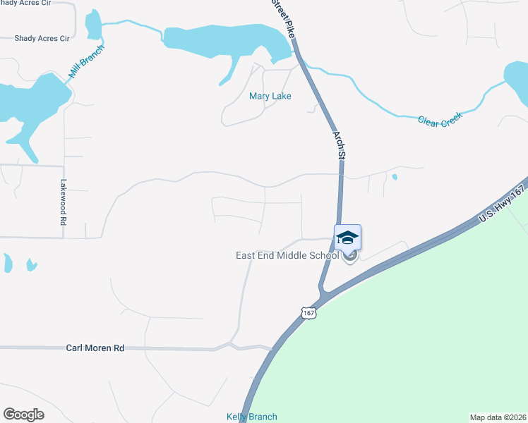 map of restaurants, bars, coffee shops, grocery stores, and more near 23419 Arch Street in Little Rock