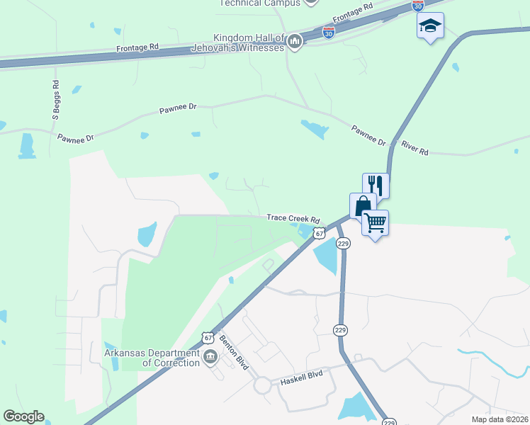 map of restaurants, bars, coffee shops, grocery stores, and more near 3624 Turner Lane in Benton
