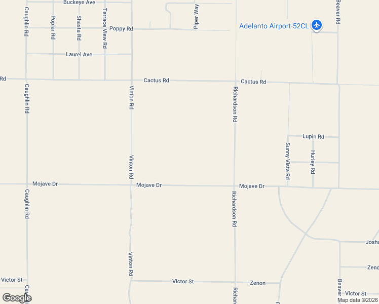 map of restaurants, bars, coffee shops, grocery stores, and more near Mojave Drive in Adelanto