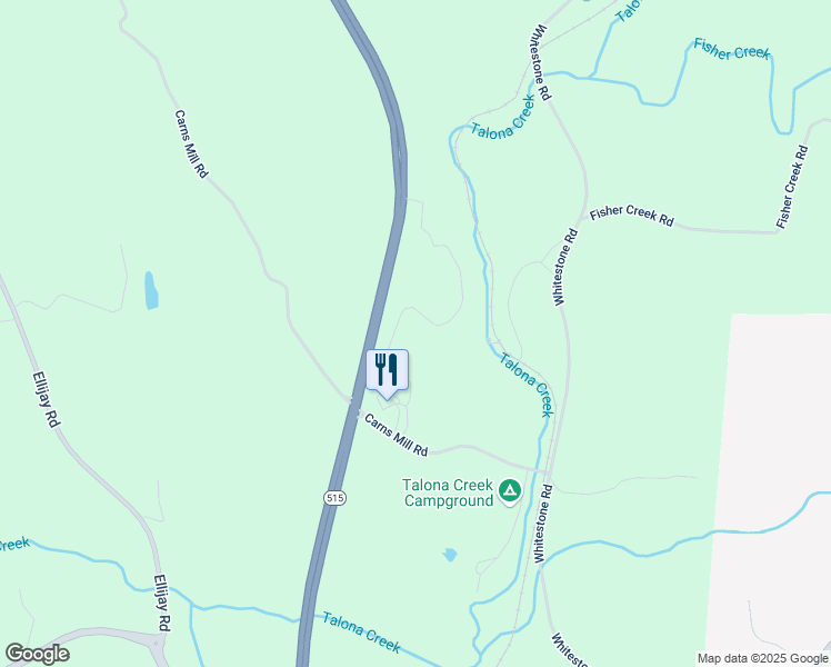 map of restaurants, bars, coffee shops, grocery stores, and more near 352 Carns Mill Road in Talking Rock