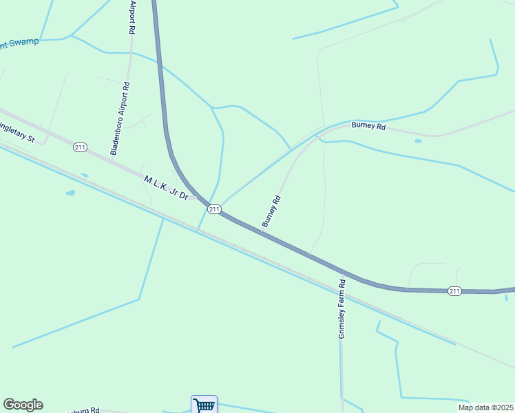 map of restaurants, bars, coffee shops, grocery stores, and more near 4646 Burney Road in Bladenboro
